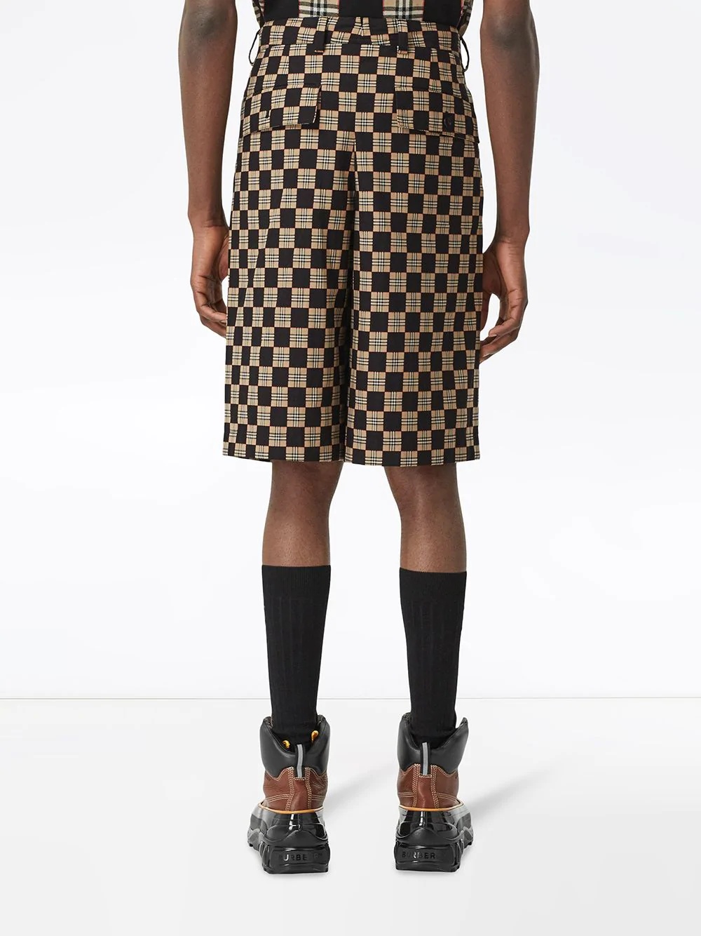 chequer jacquard tailored shorts - 4