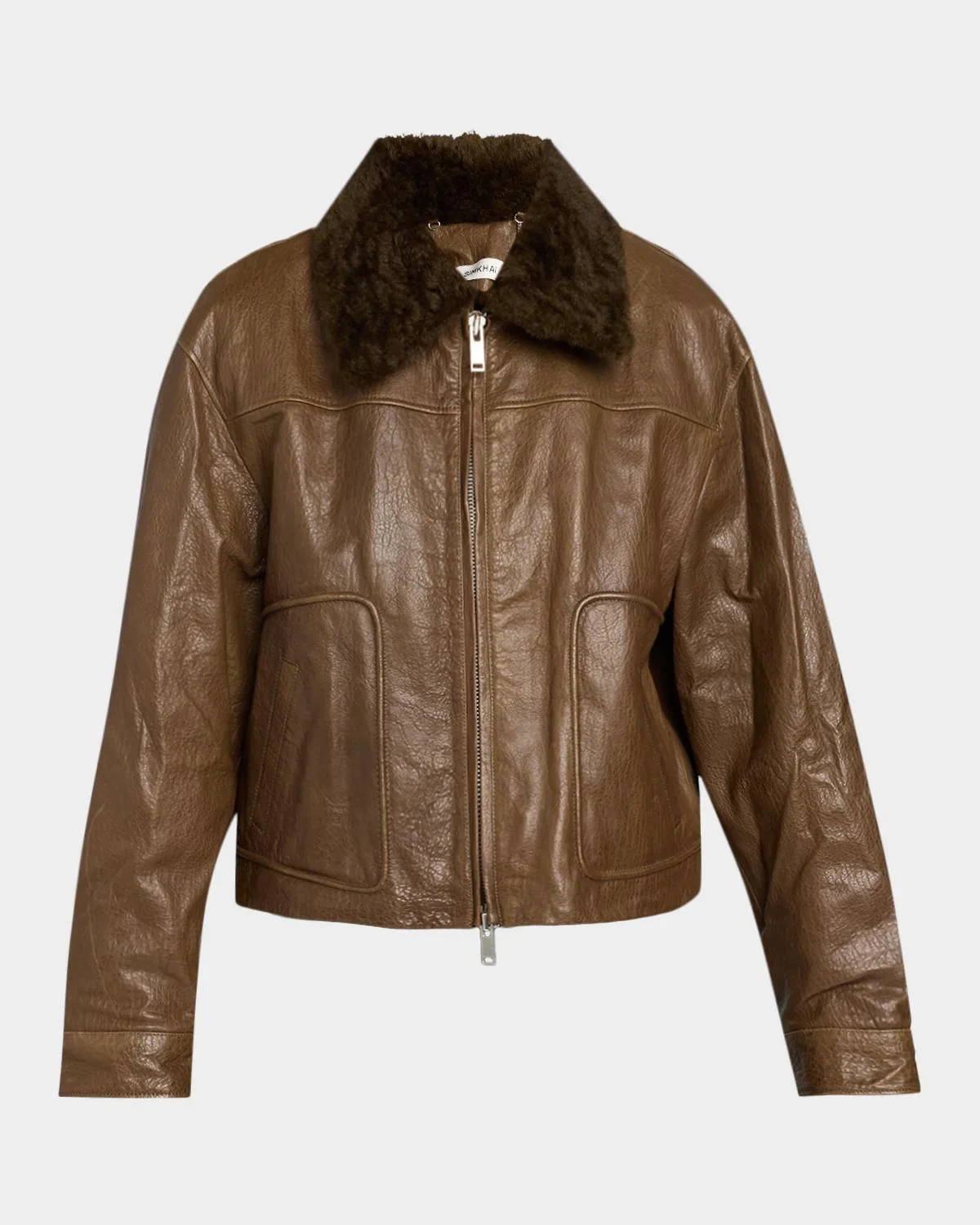 Mel Textured Leather Bomber Jacket - 1