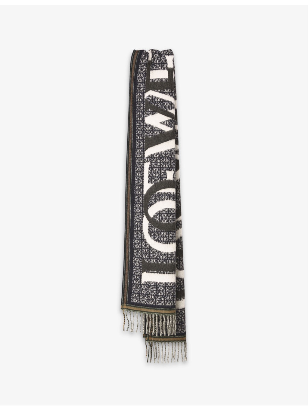 Logo-intarsia wool and cashmere-blend scarf - 1