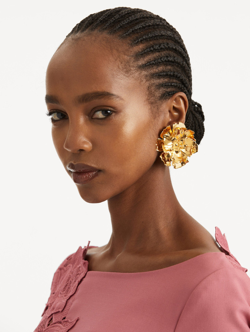 Oscar de la Renta LARGE PEONY CLIP-ON EARRINGS outlook