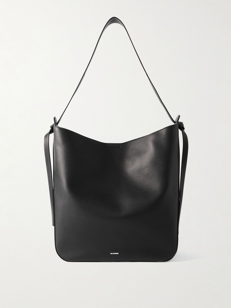Knotted leather shoulder bag Black 1