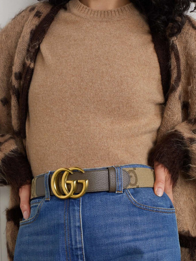 GUCCI Leather-trimmed canvas-jacquard belt outlook