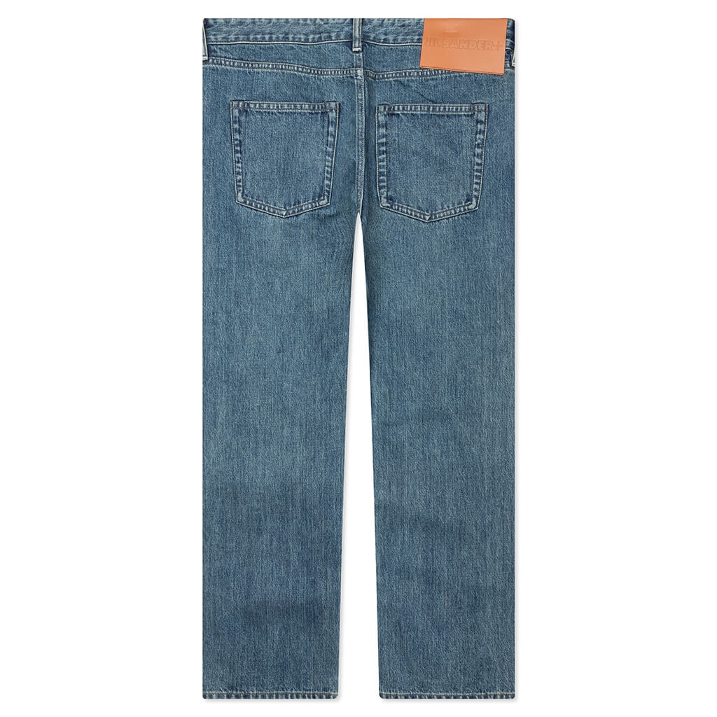 WASHED AND BLEACHED RAW DENIM TROUSERS - BLUE - 2