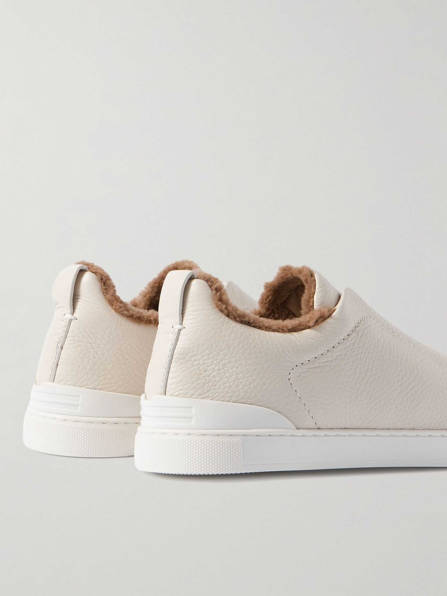 Triple Stitch™ Shearling-Lined Leather Sneakers Off-white - 5