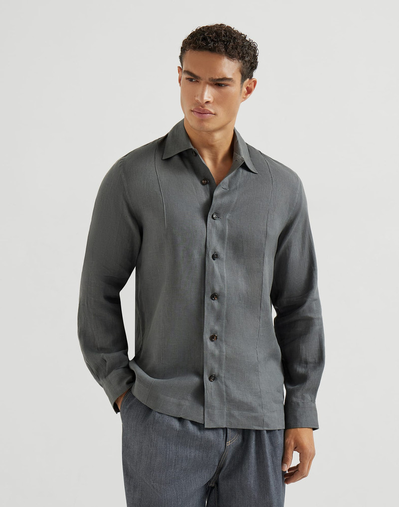 Linen easy fit shirt with Crête details 4