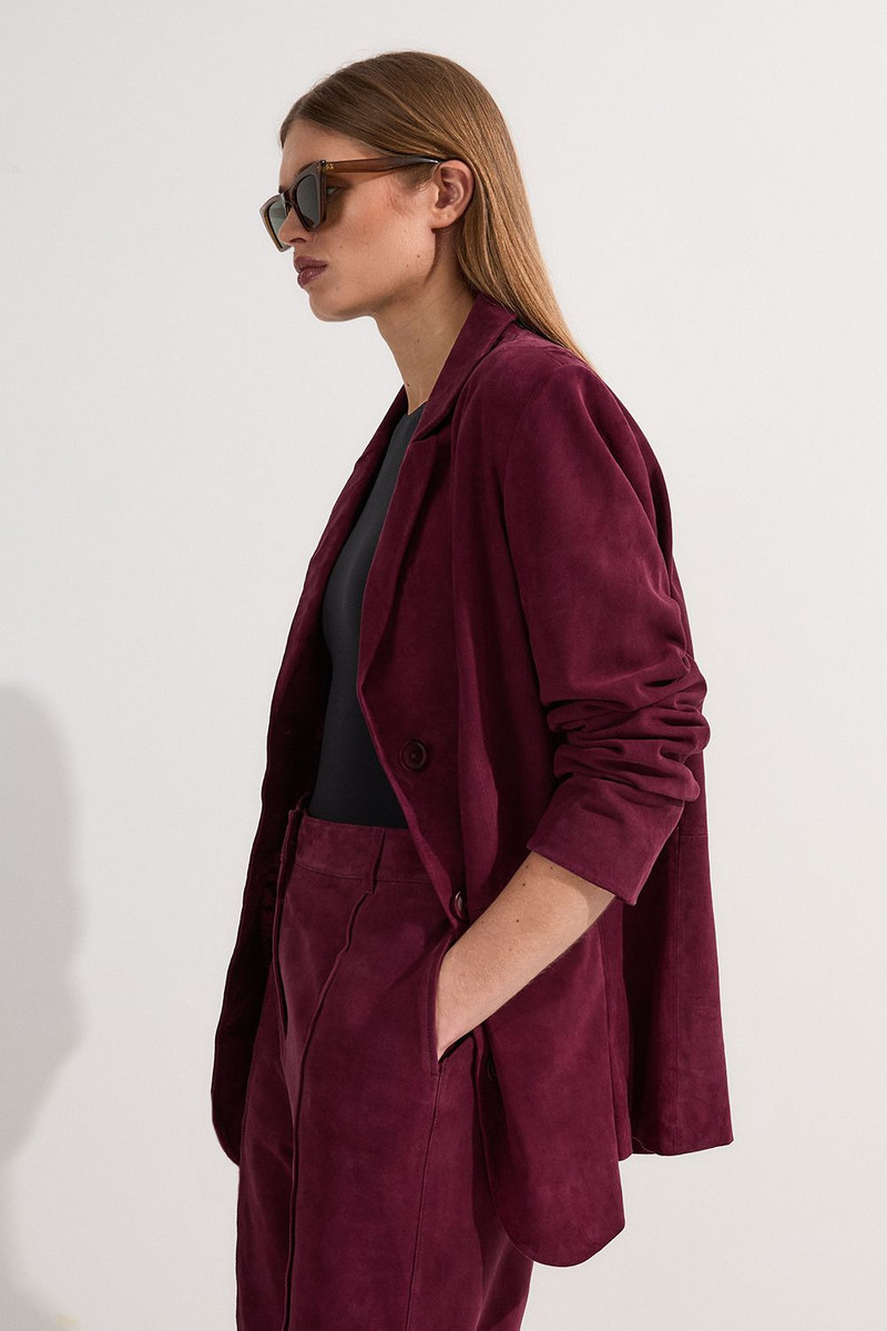 Suede Tailored Single Breasted Blazer 1