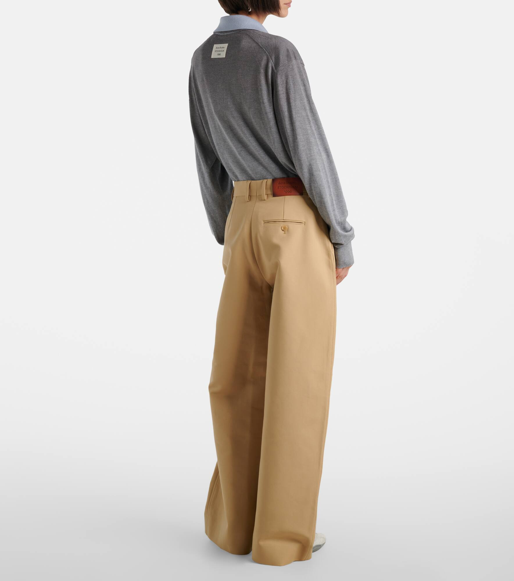 Cotton satin wide-leg pants - 3