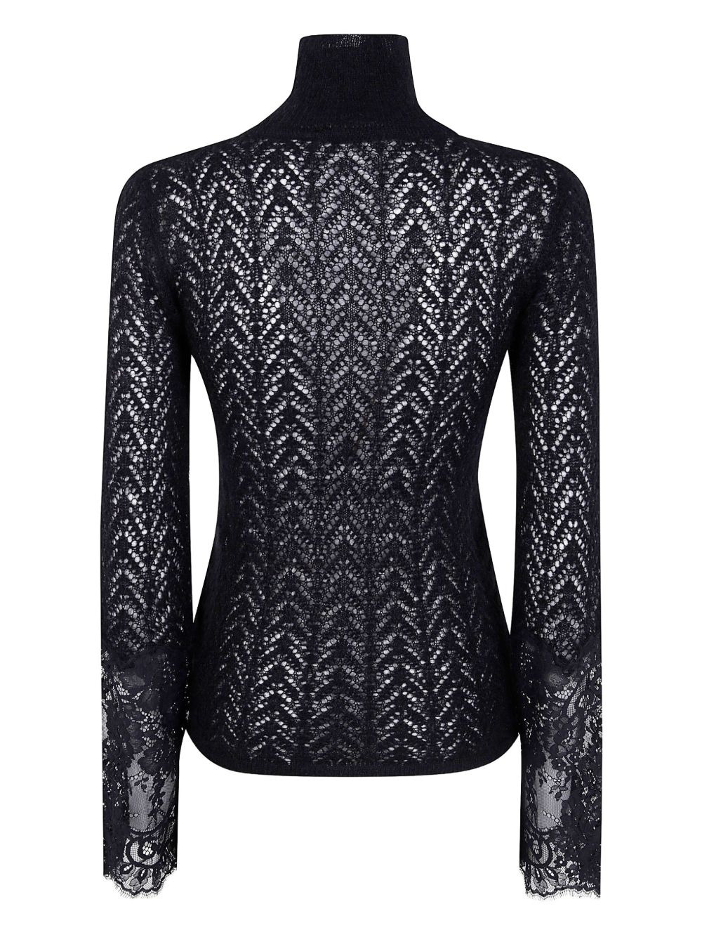 lace-insert turtleneck top - 2