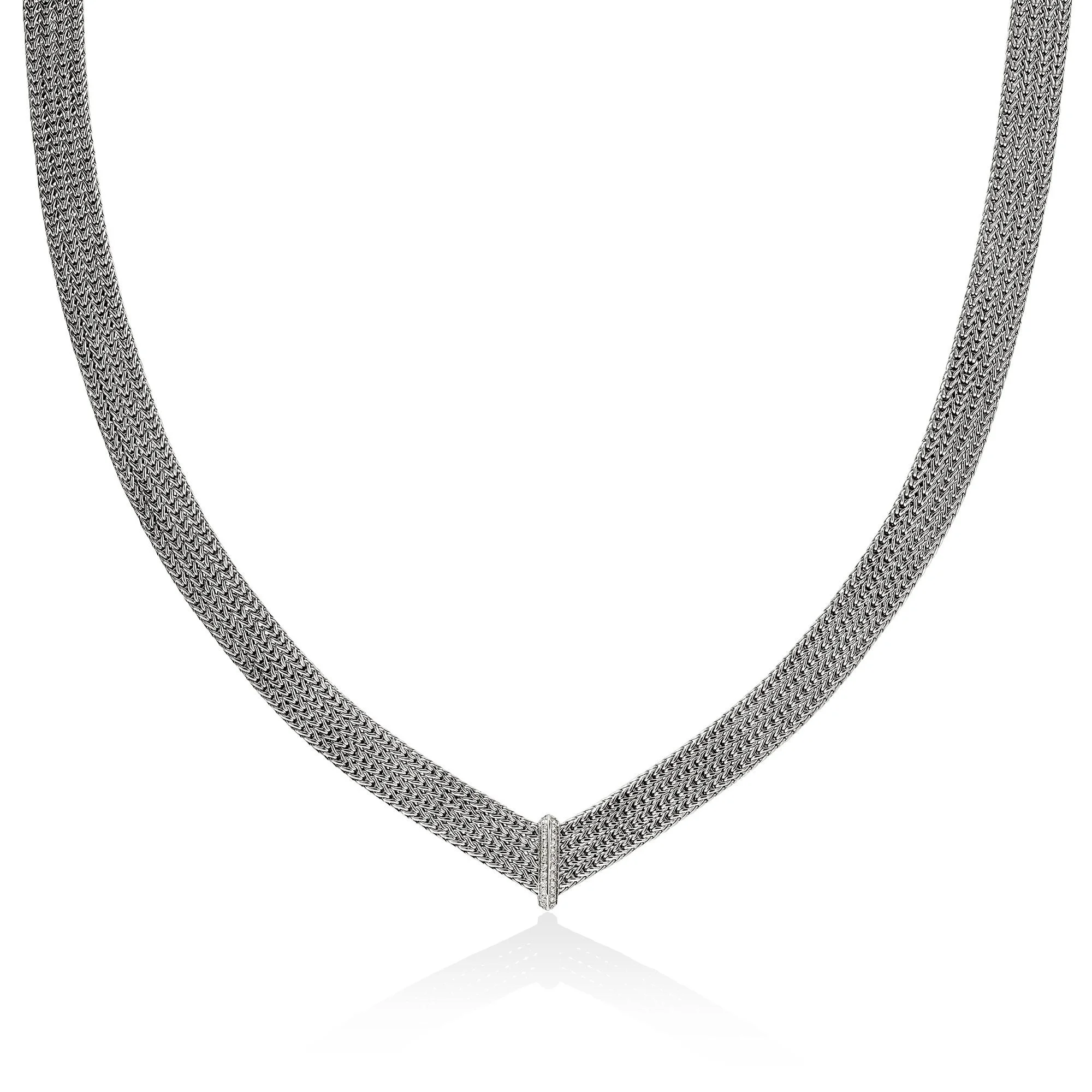 Icon Link Necklace, Sterling Silver, Diamonds, 12MM - 1