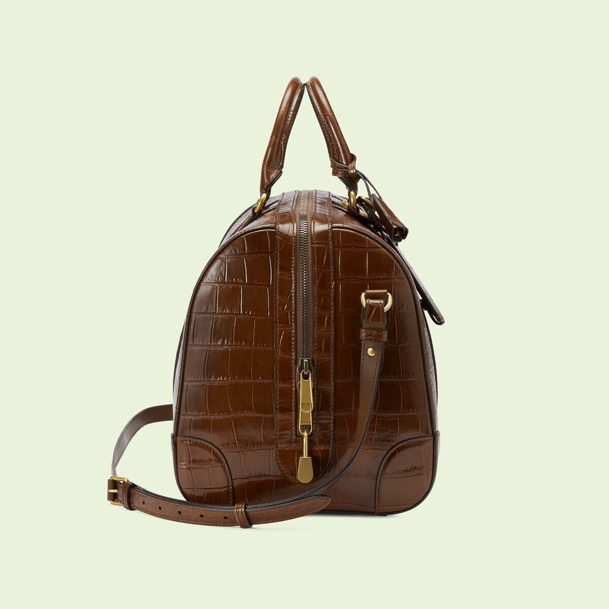 Crocodile duffle bag with Double G - 5