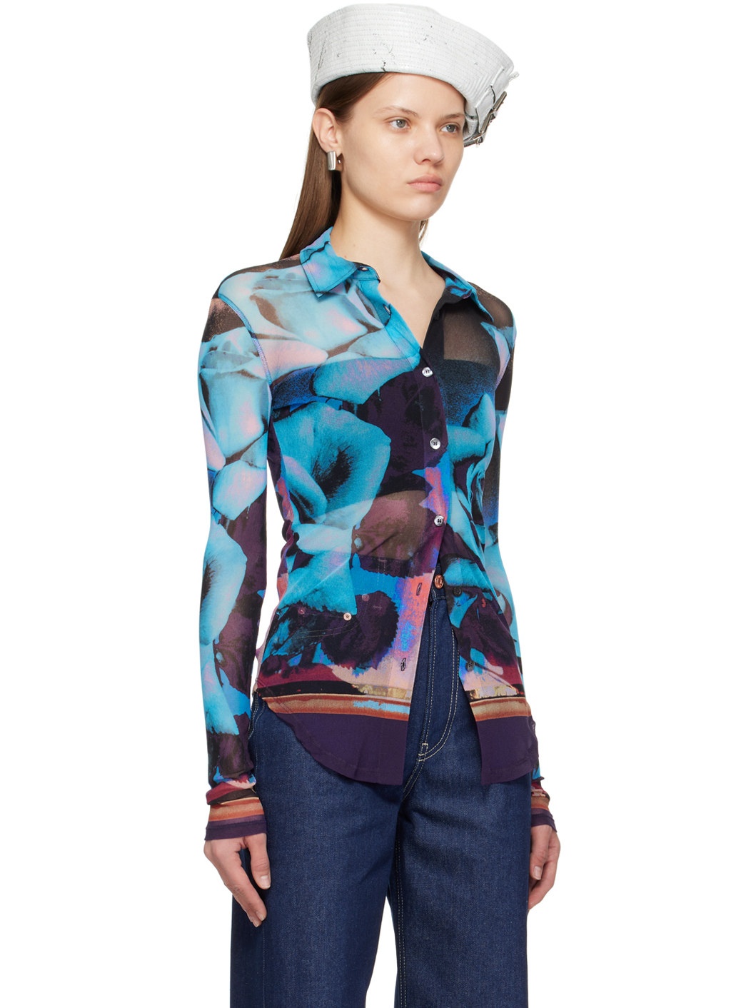 Blue & Purple Roses Shirt - 2