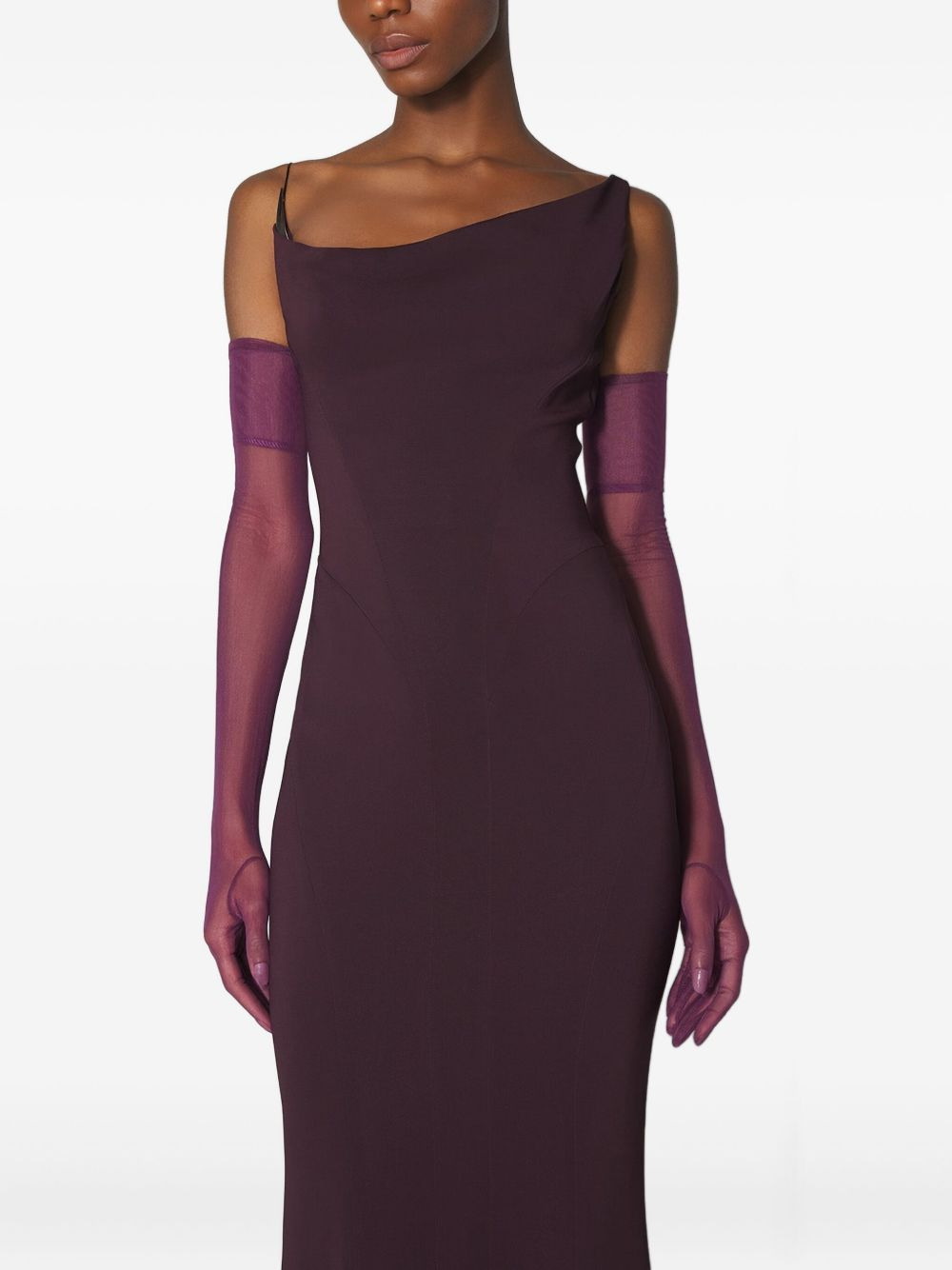 asymmetric-shoulder maxi dress - 2