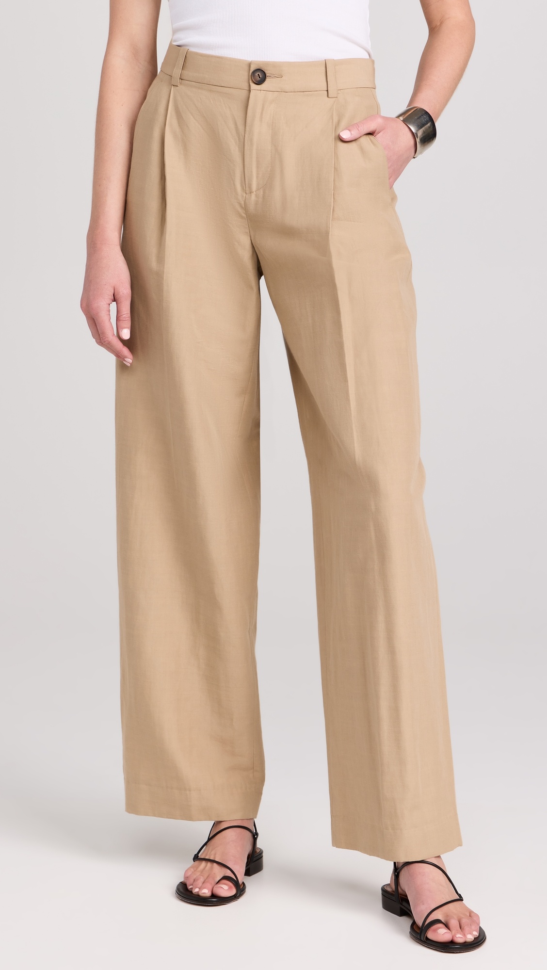 High Waisted Casual Tailored Wide Leg Pants - 1