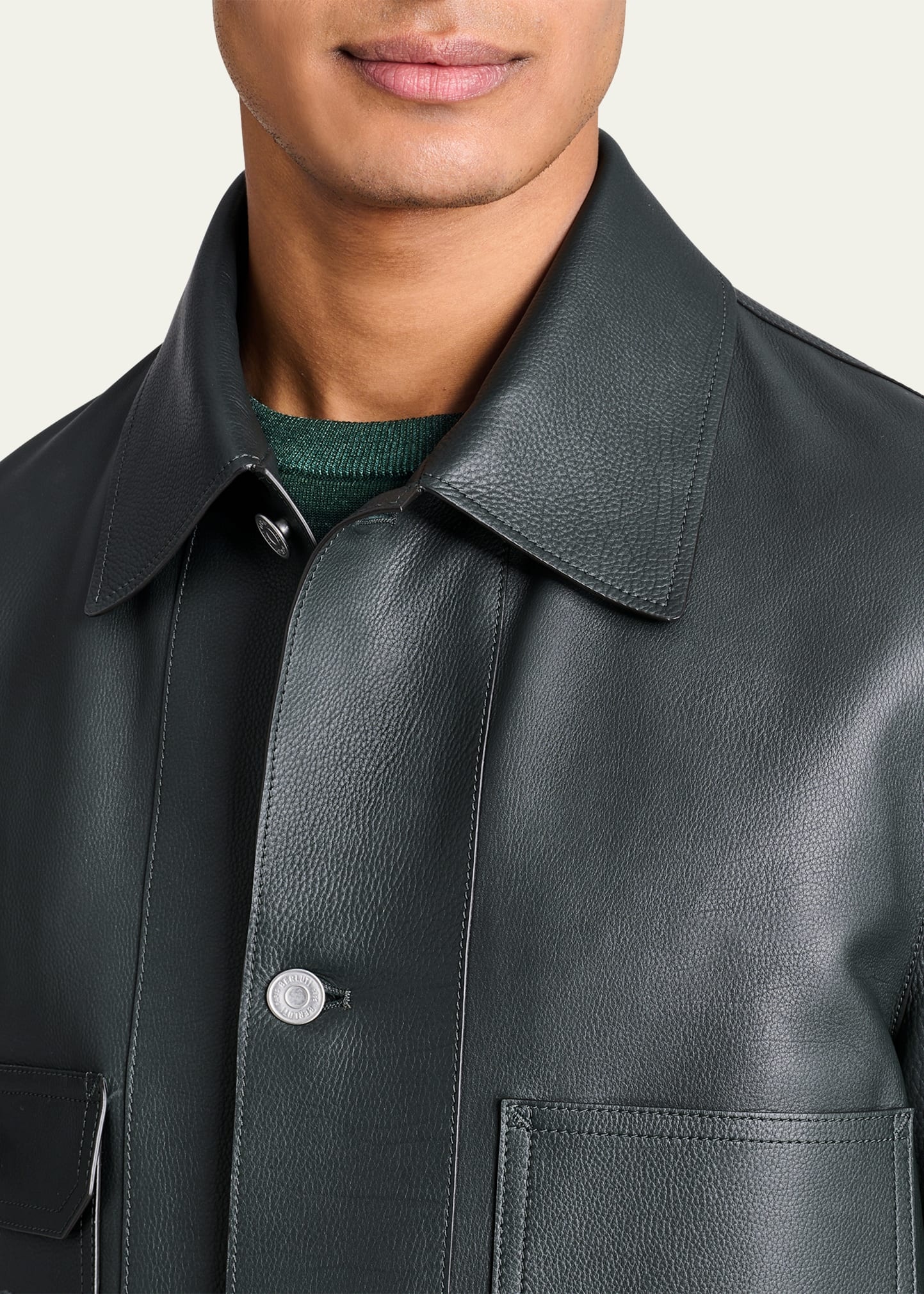 Men's Leather 4-Pocket Chore Jacket - 5
