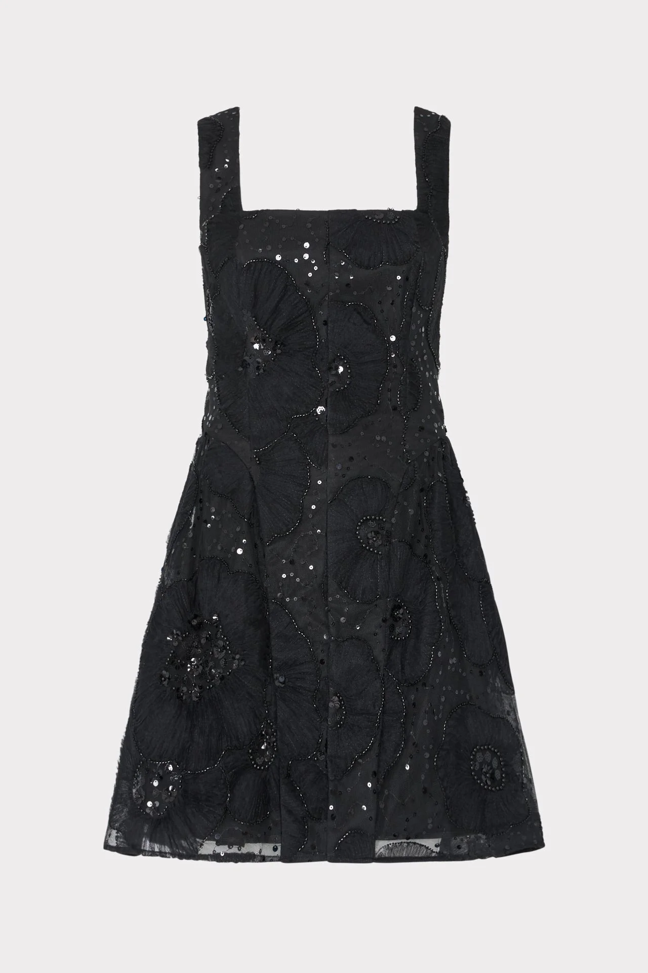 Erin Tulle Flower Beaded Mini Dress - 1