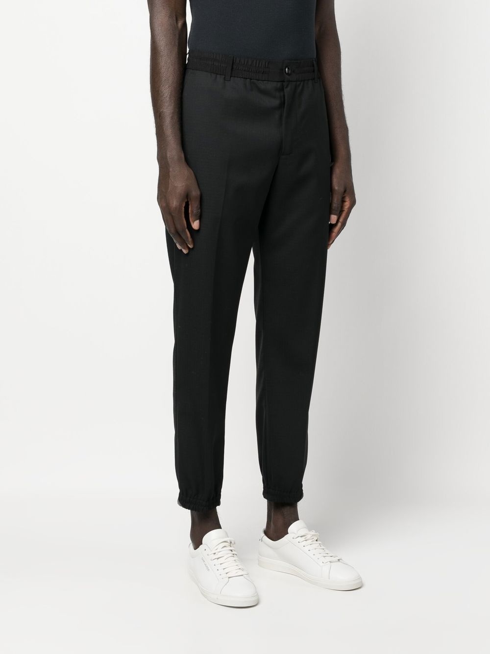 elasticated-waistband tapered trousers - 3