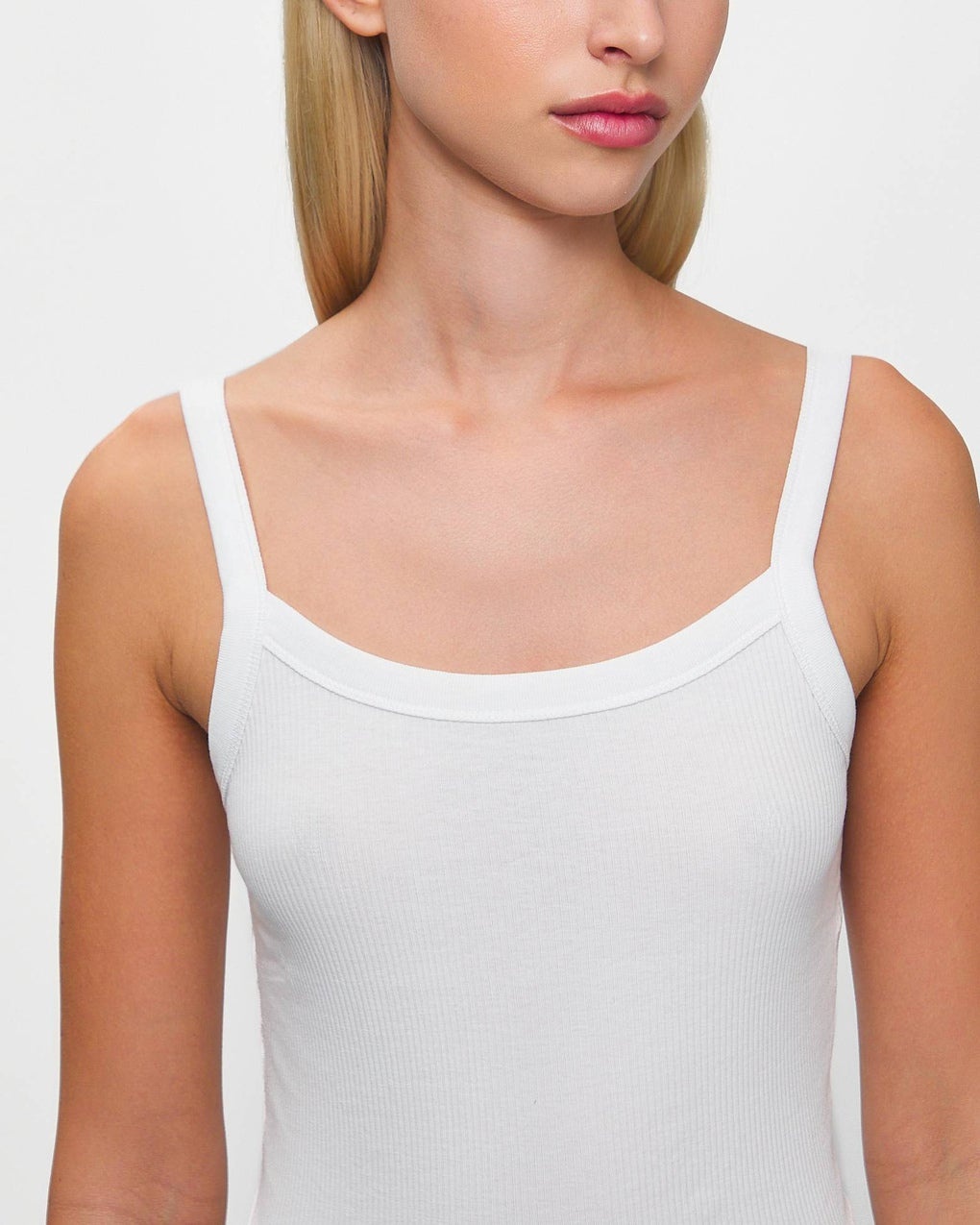 Top Fine Rib Singlet White - 5