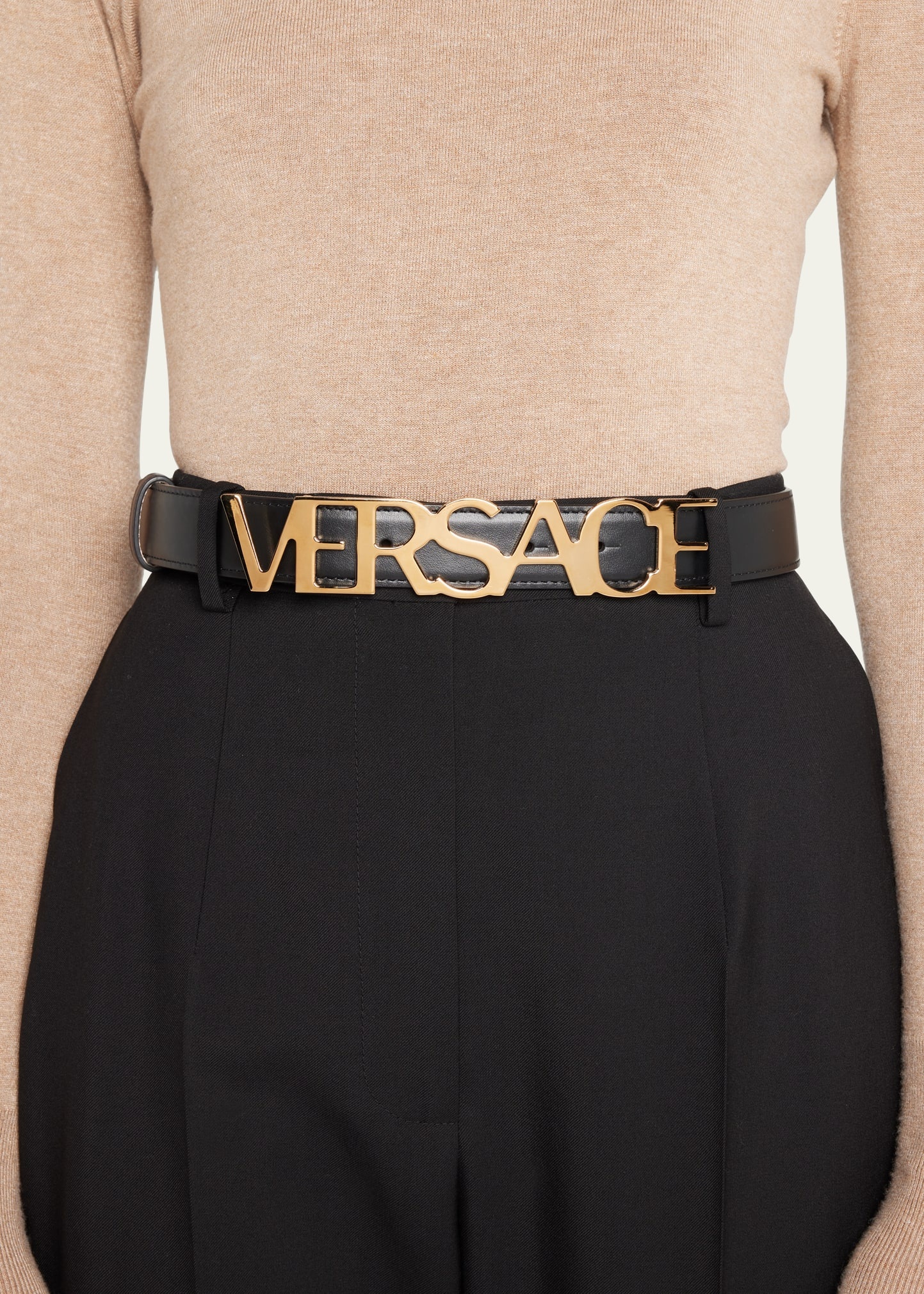 VERSACE Logo Leather Belt | bergdorfgoodman | REVERSIBLE