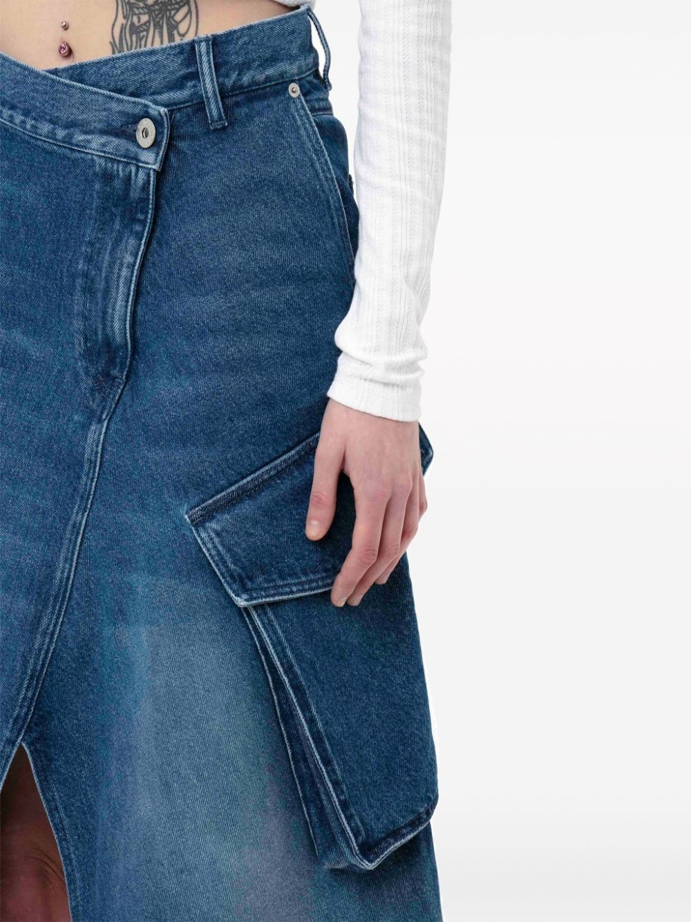 cargo denim midi skirt - 4