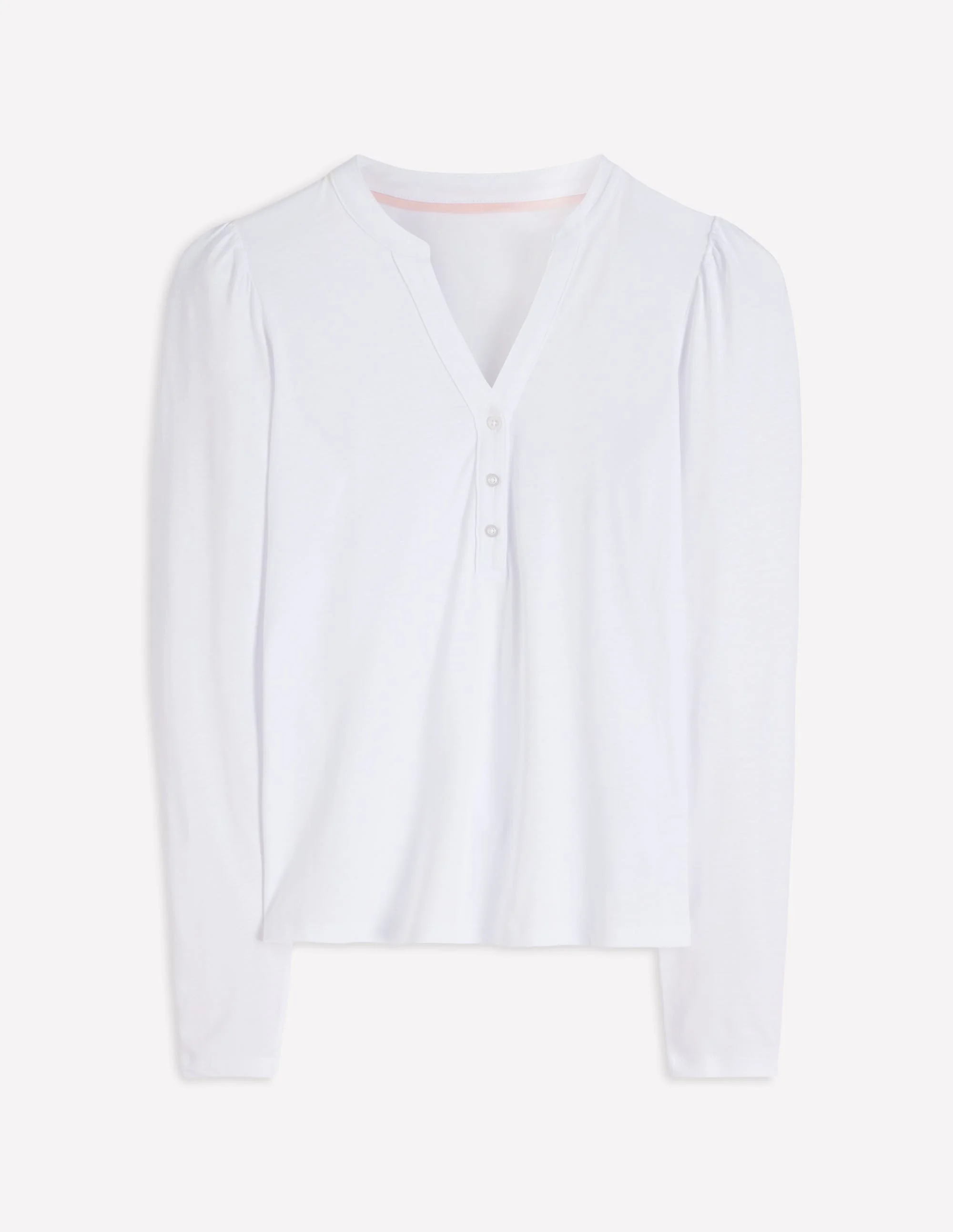 Supersoft Open Neck Henley-White - 1