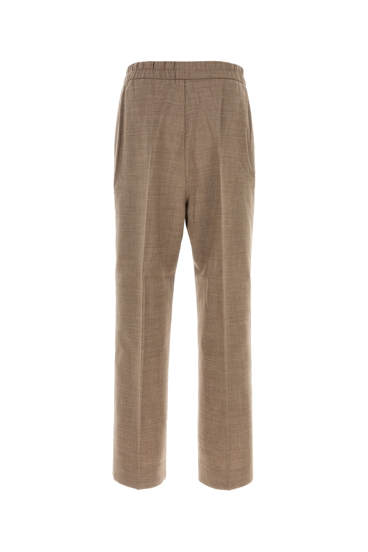 Melange brown wool wide-leg pant - 2