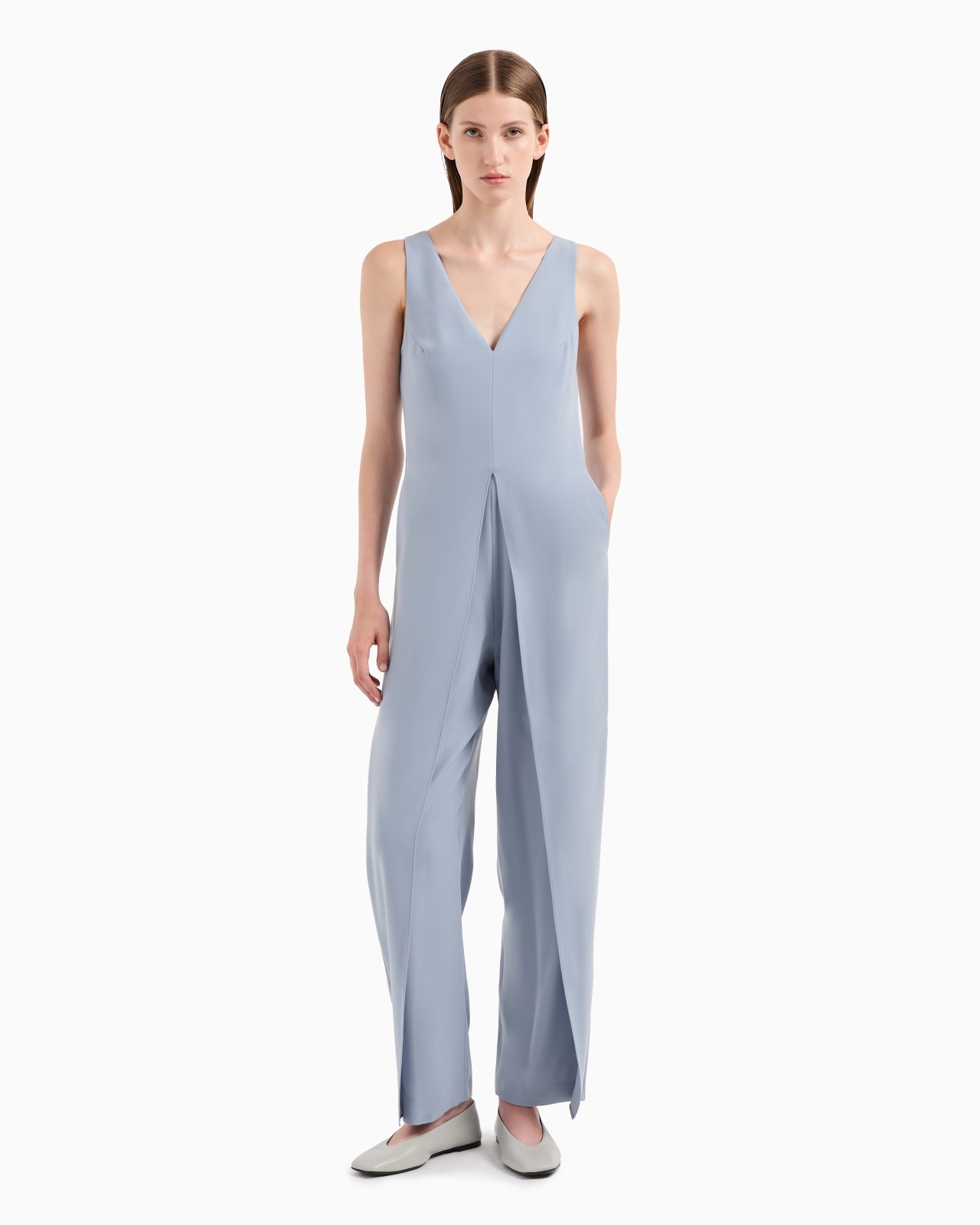 V-neck jumpsuit in technical cady - 2