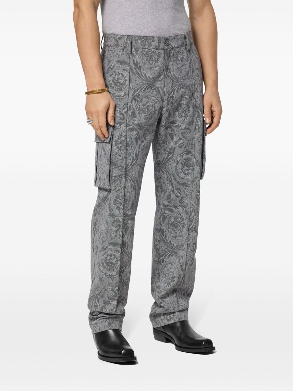 Barocco jacquard cargo trousers - 3