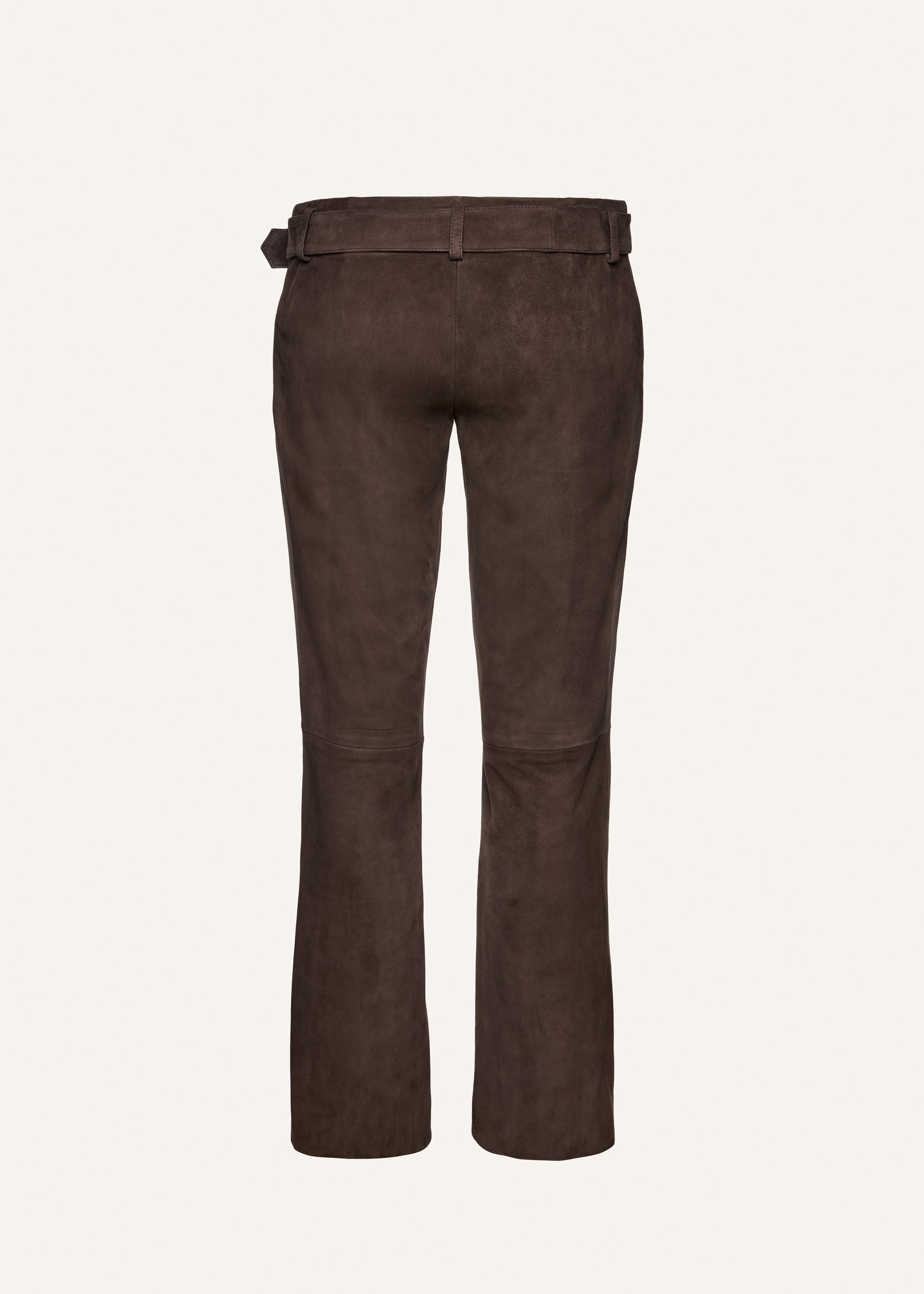 Suede belted pants in brown - 2