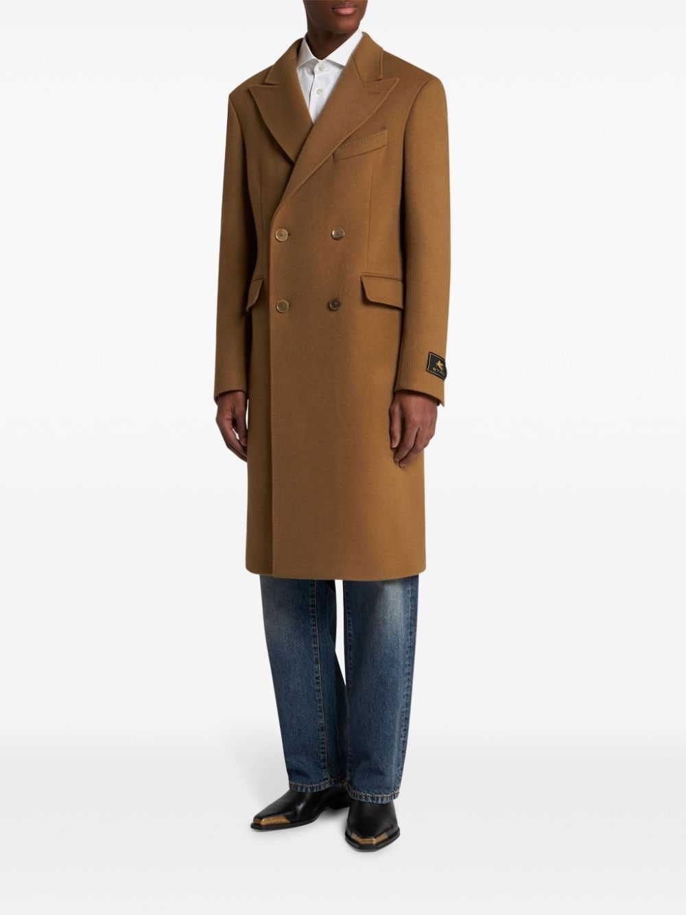 double-breasted cashmere coat - 2