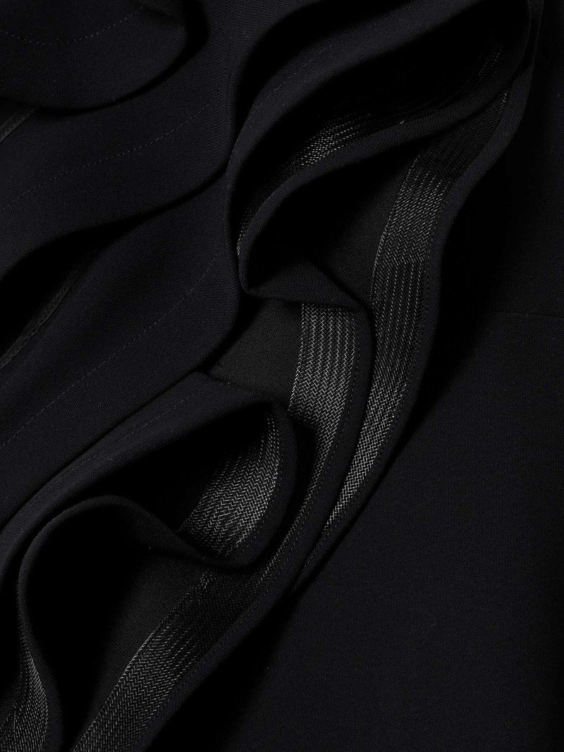 Ironworks strapless mesh-trimmed ruffled crepe gown Black 4