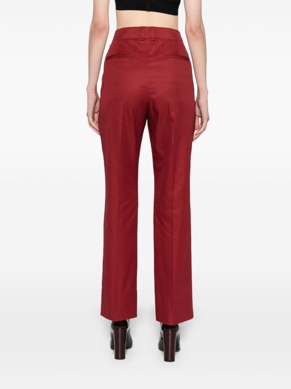 slim-leg cotton trousers - 4