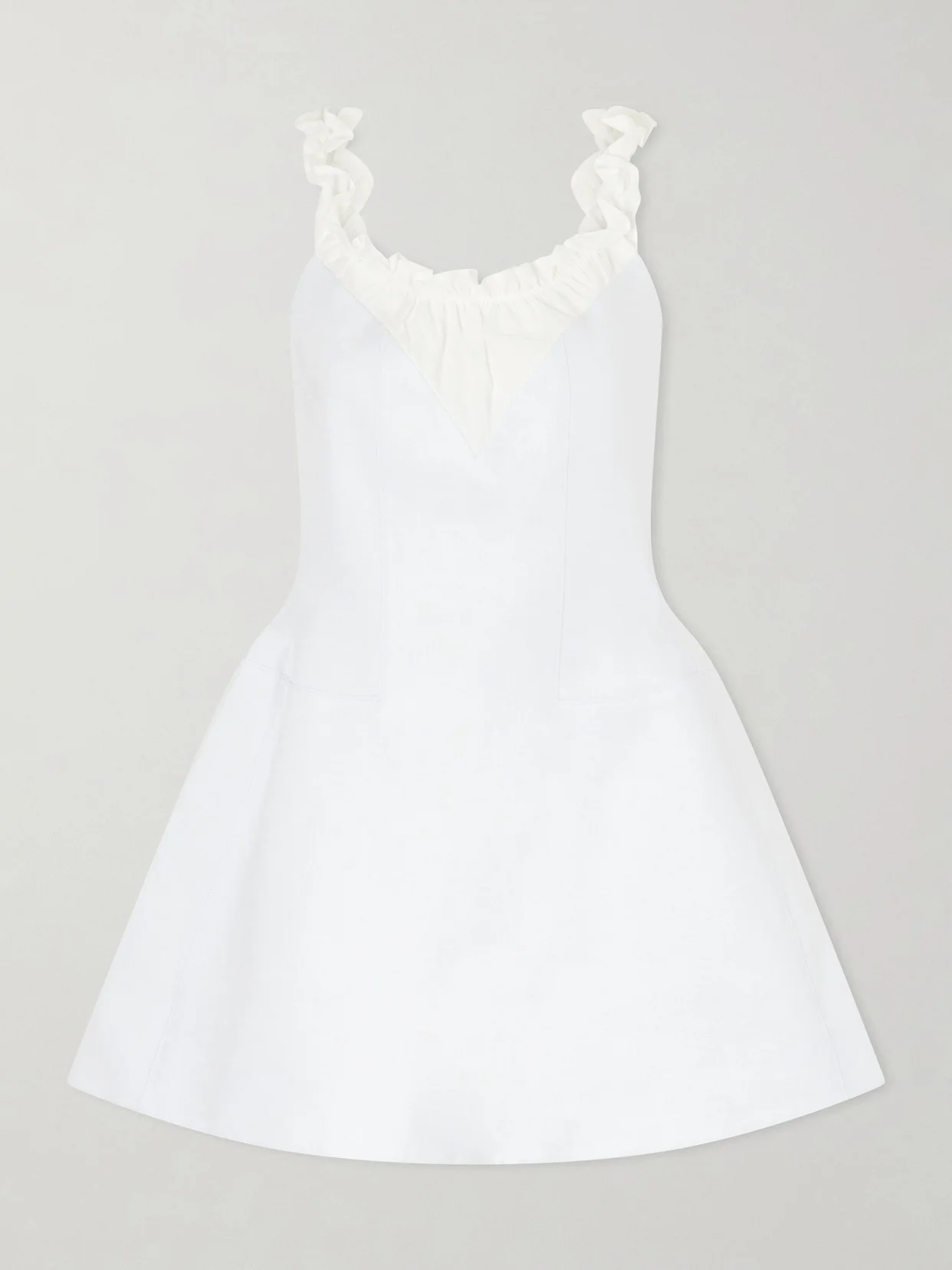 Gathered Paneled Linen Mini Dress - 1