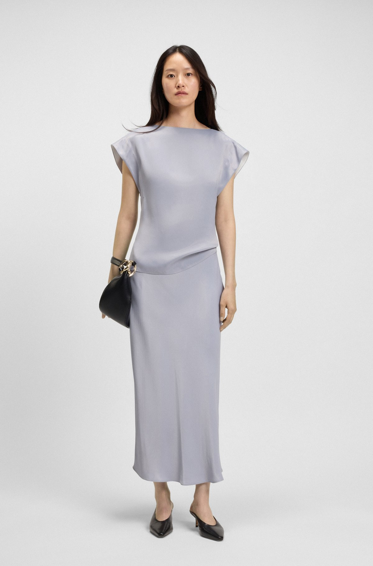 REGULAR-FIT MAXI SKIRT IN SATIN - 3
