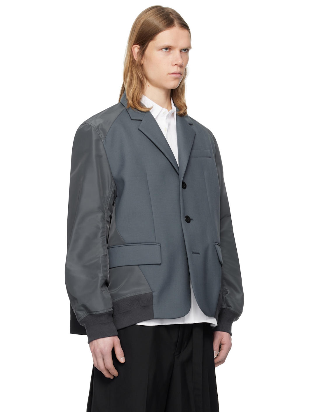 Blue Suiting Bonding Mix Blazer - 2
