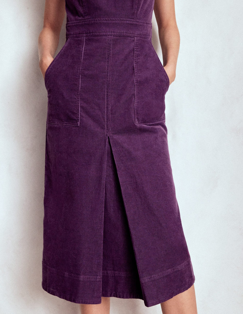 Ula Box Pleat Cord Midi Dress-Viola Purple 3