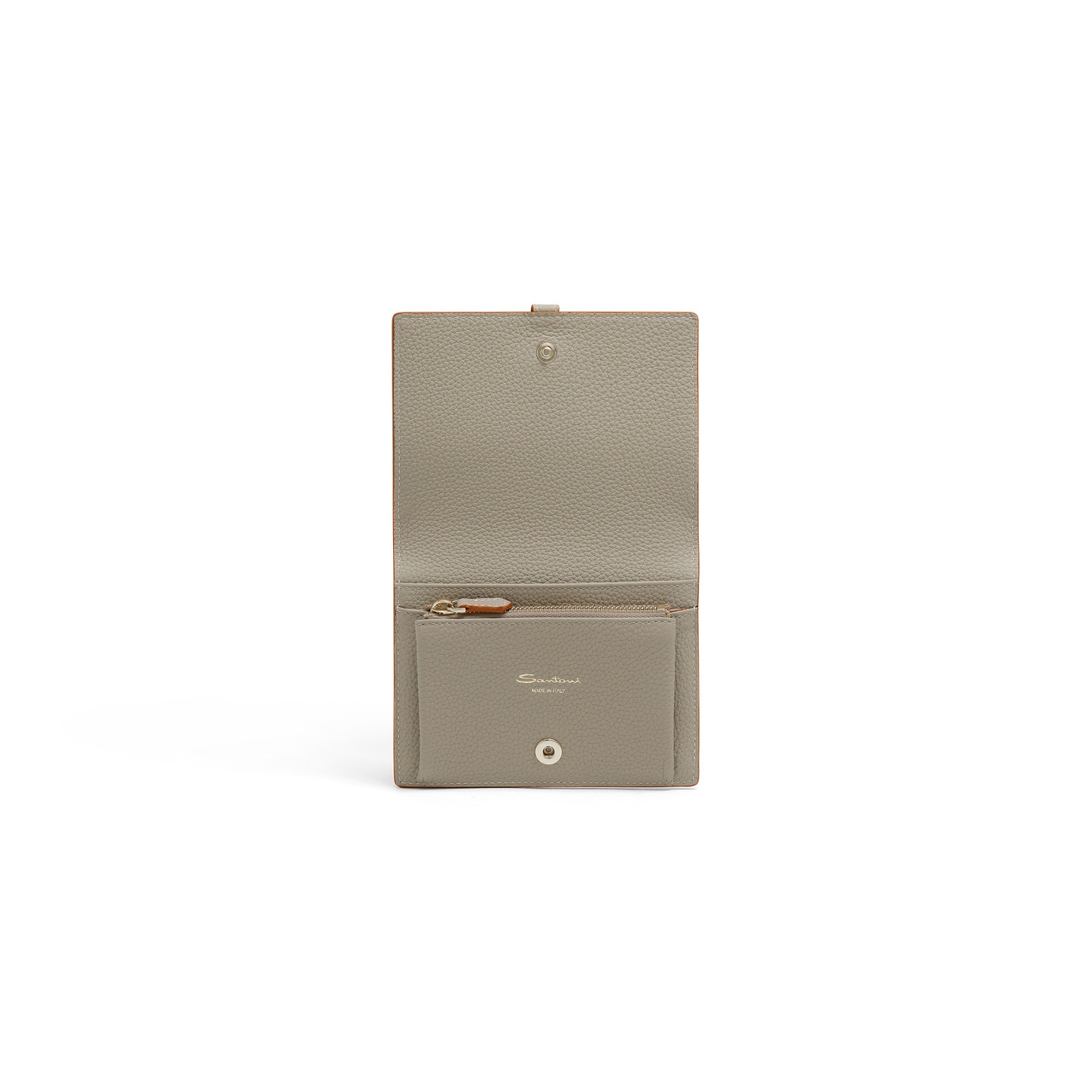 Beige tumbled leather wallet with coin pocket - 4