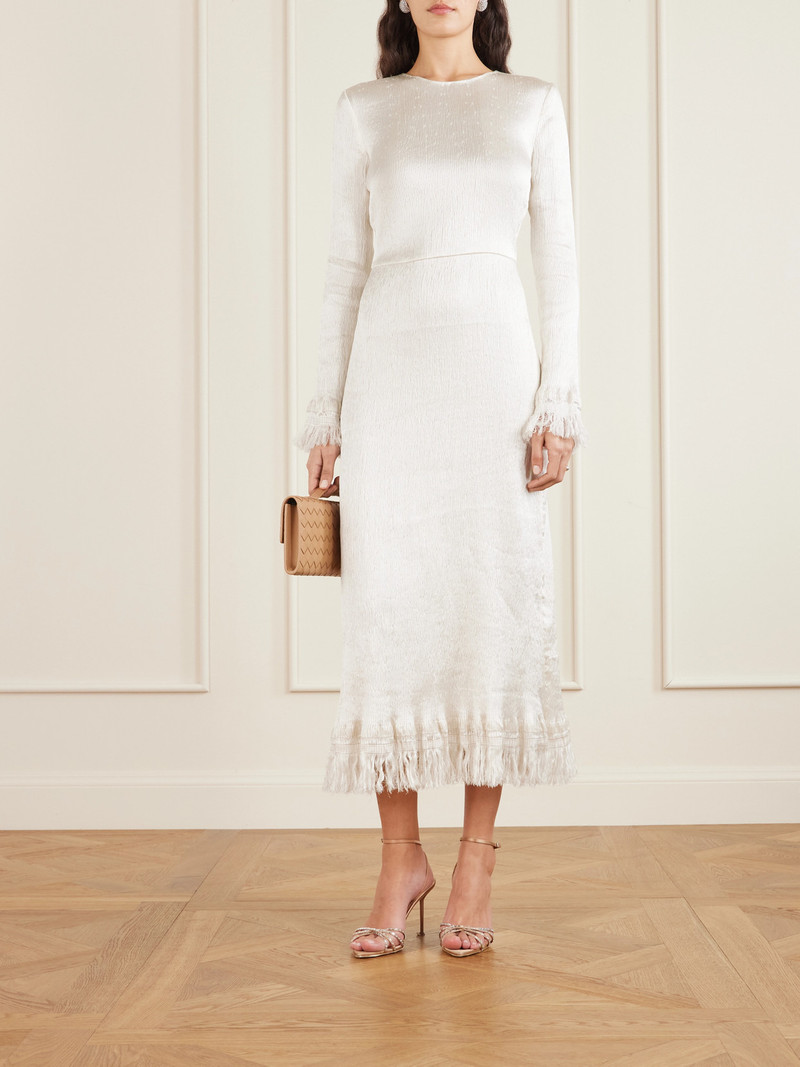 FFORME Mina Frayed Textured Silk-blend Satin Midi Dress outlook