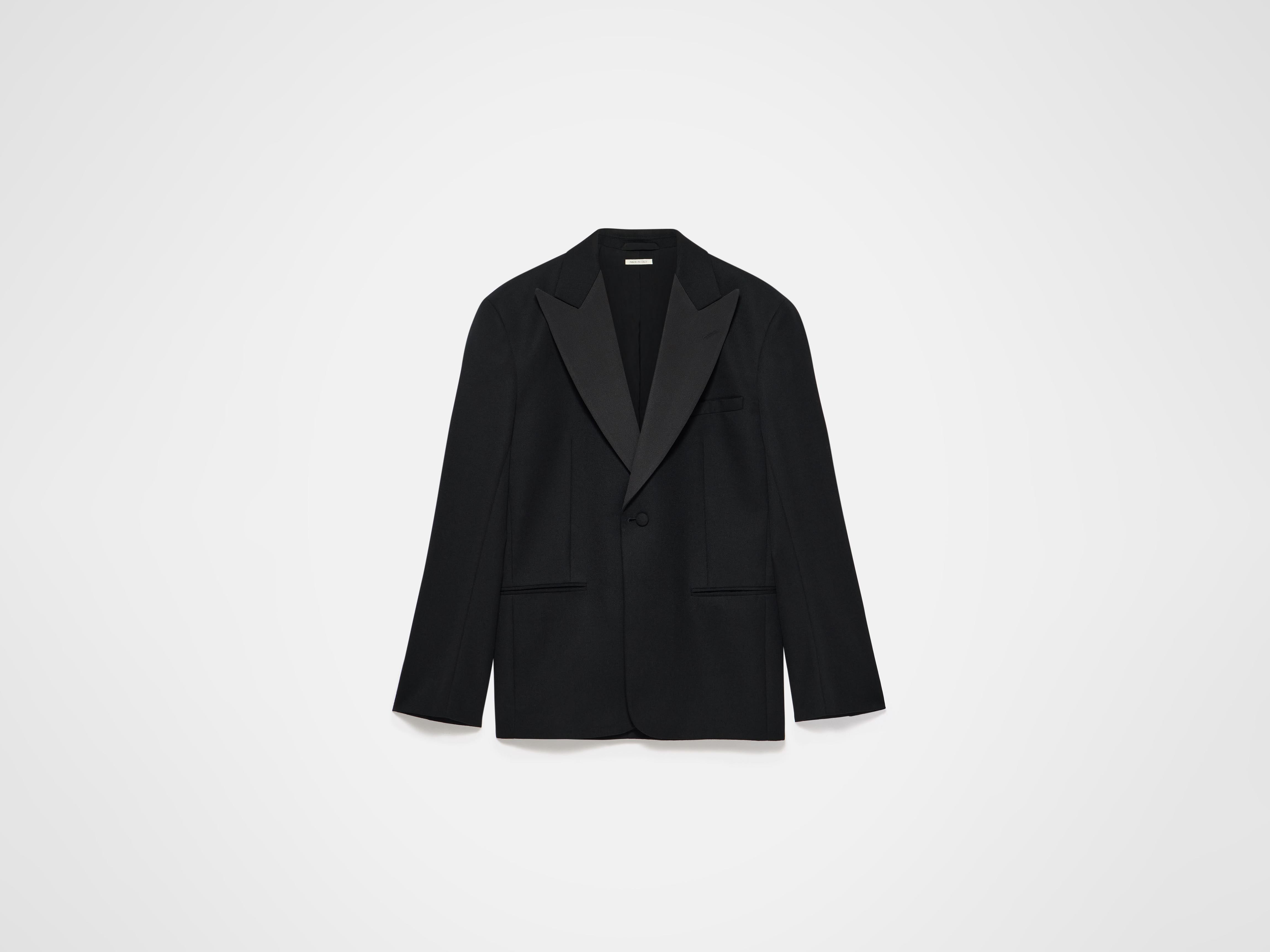 MENS FITTED TUXEDO JACKET IN BLACK - 1