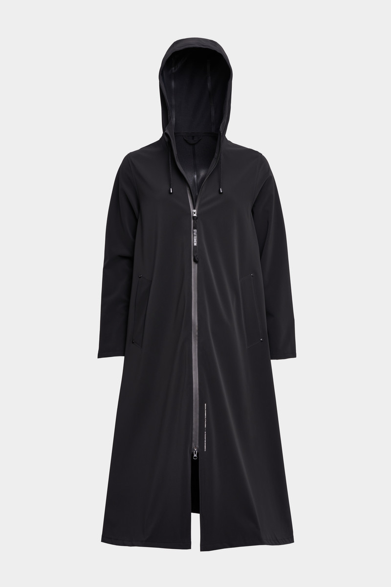 Mosebacke Long Matte Zip Raincoat Black 1