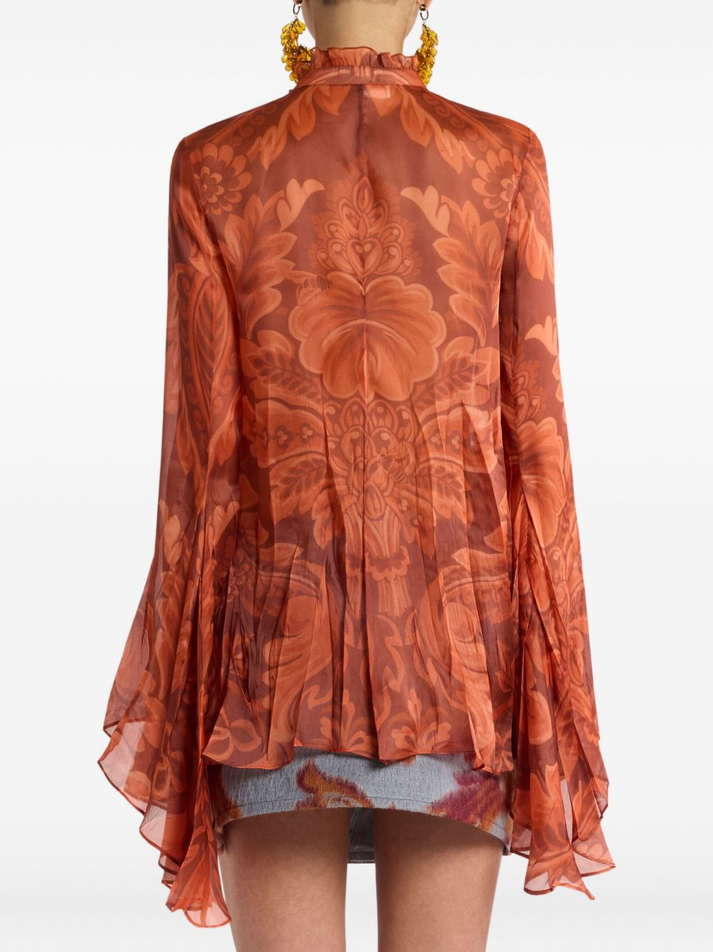 pleated floral-print shirt - 4
