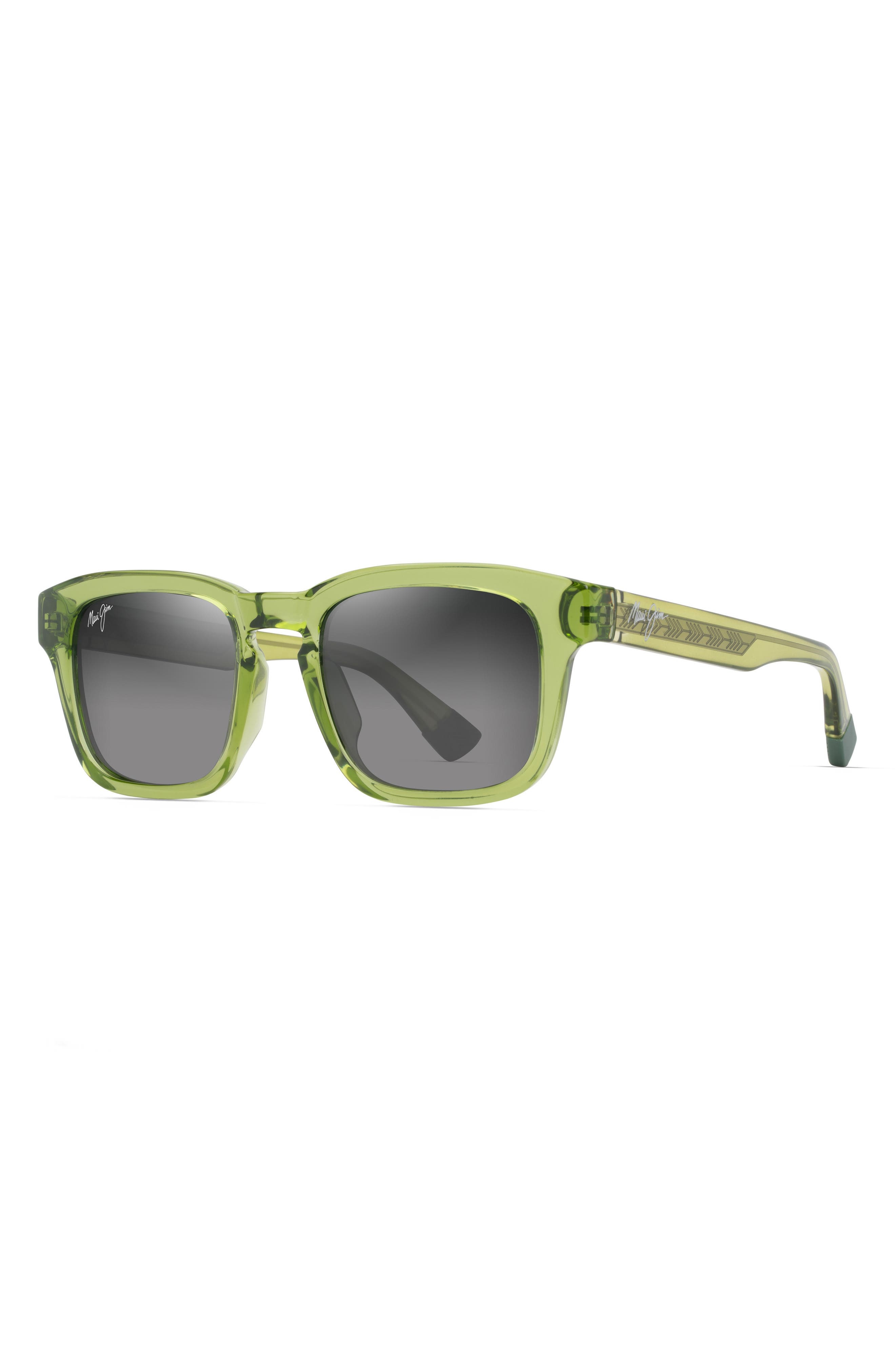 Maui Jim Maluhia 52mm Gradient PolarizedPlus2® Square Sunglasses in Shiny Trans Grass Green at Nords - 2