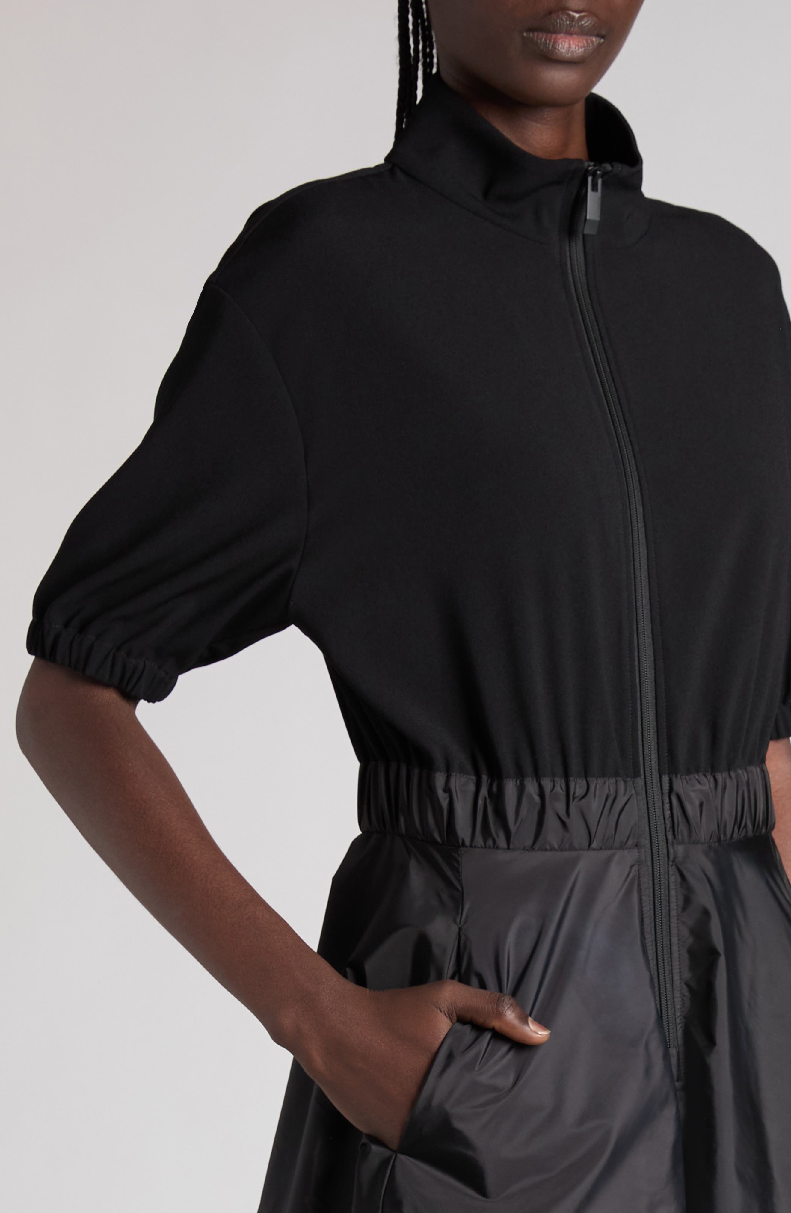 Moncler Mixed Media A-Line Dress in Black at Nordstrom - 4