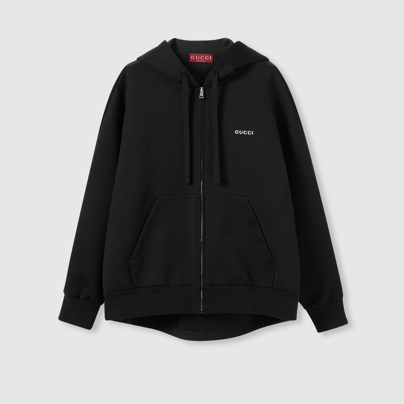 Cotton jersey hooded zip sweatshirt 1