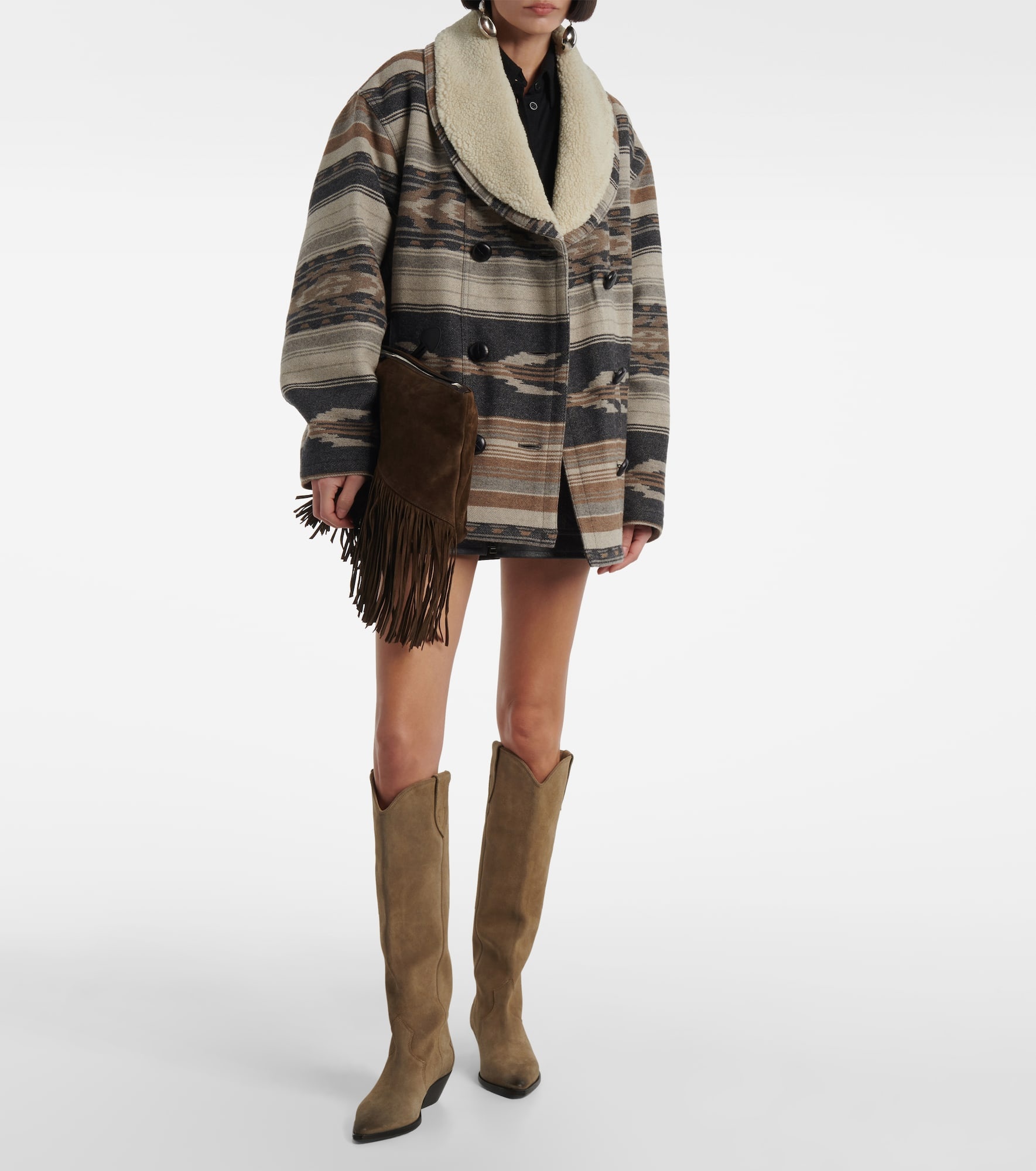Dorcas faux shearling-trimmed peacoat - 2