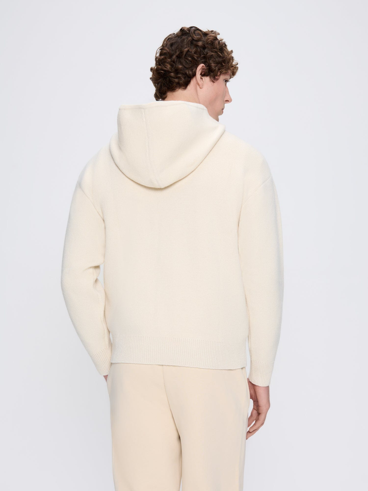Mens DNA Recycled Cashmere Hoodie - Ecru Ivory - 5
