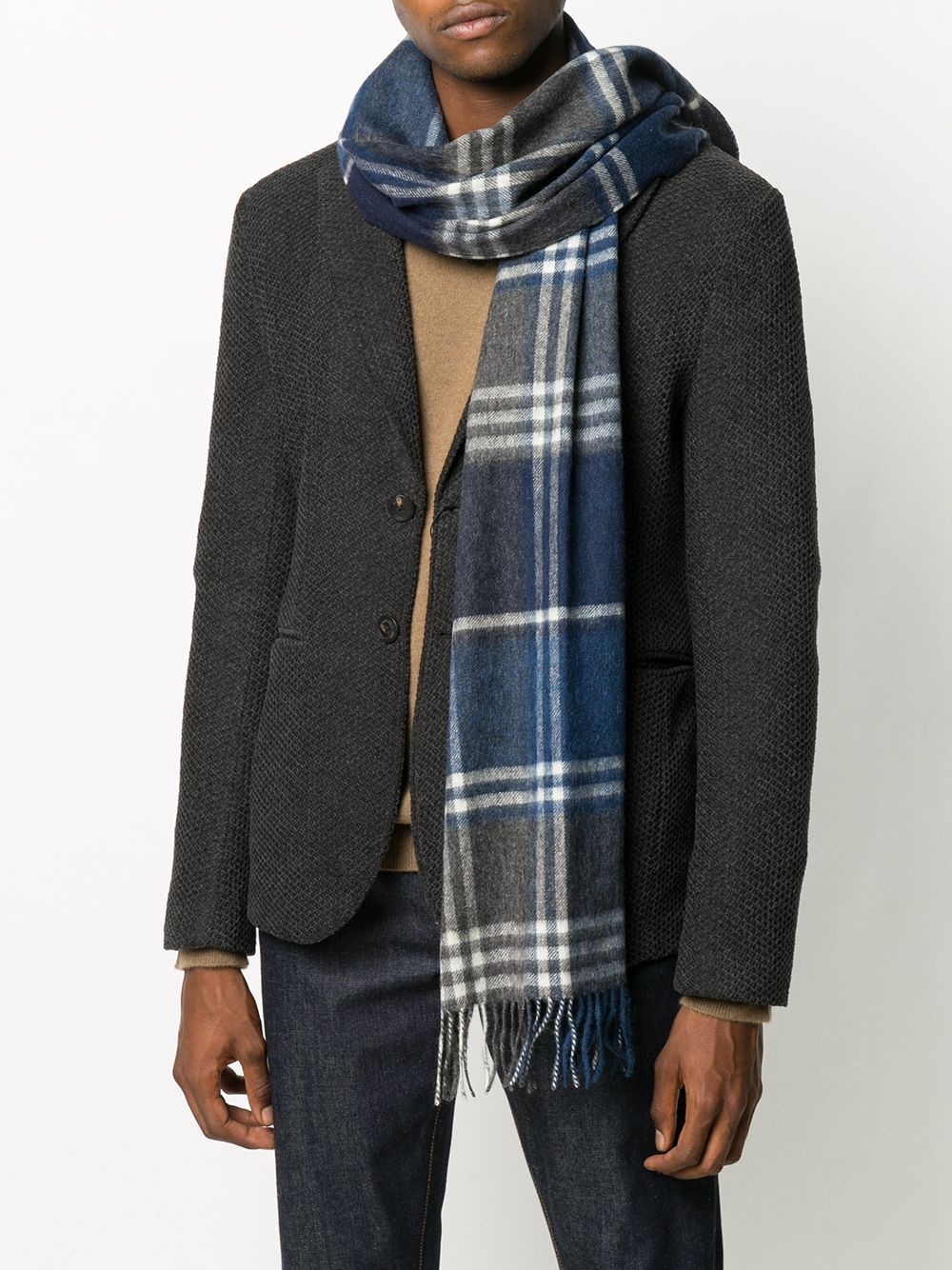 tartan check fringed scarf - 2