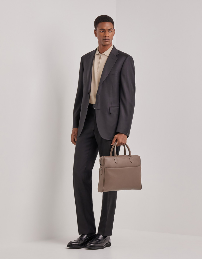 Canali BEIGE GIZA COTTON POLO SHIRT WITH ZIPPER AND CONTRASTING PIPING outlook