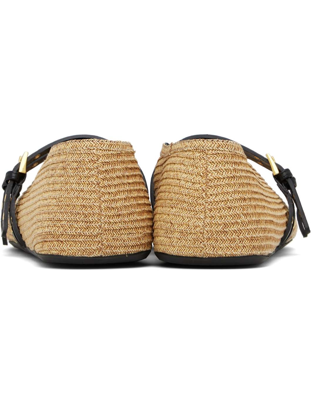 Beige Paper Straw Ballerina Flats - 2