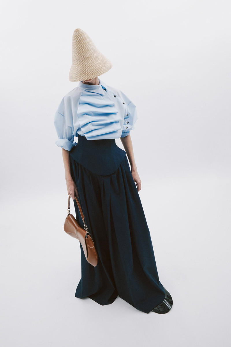 VOLUMINOUS BIB-FRONT SHIRT PALE BLUE 1