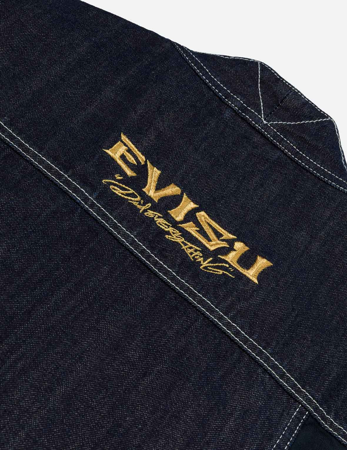 Multi-Pocket with Brocade Patch Relax Fit Denim Kimono - 11